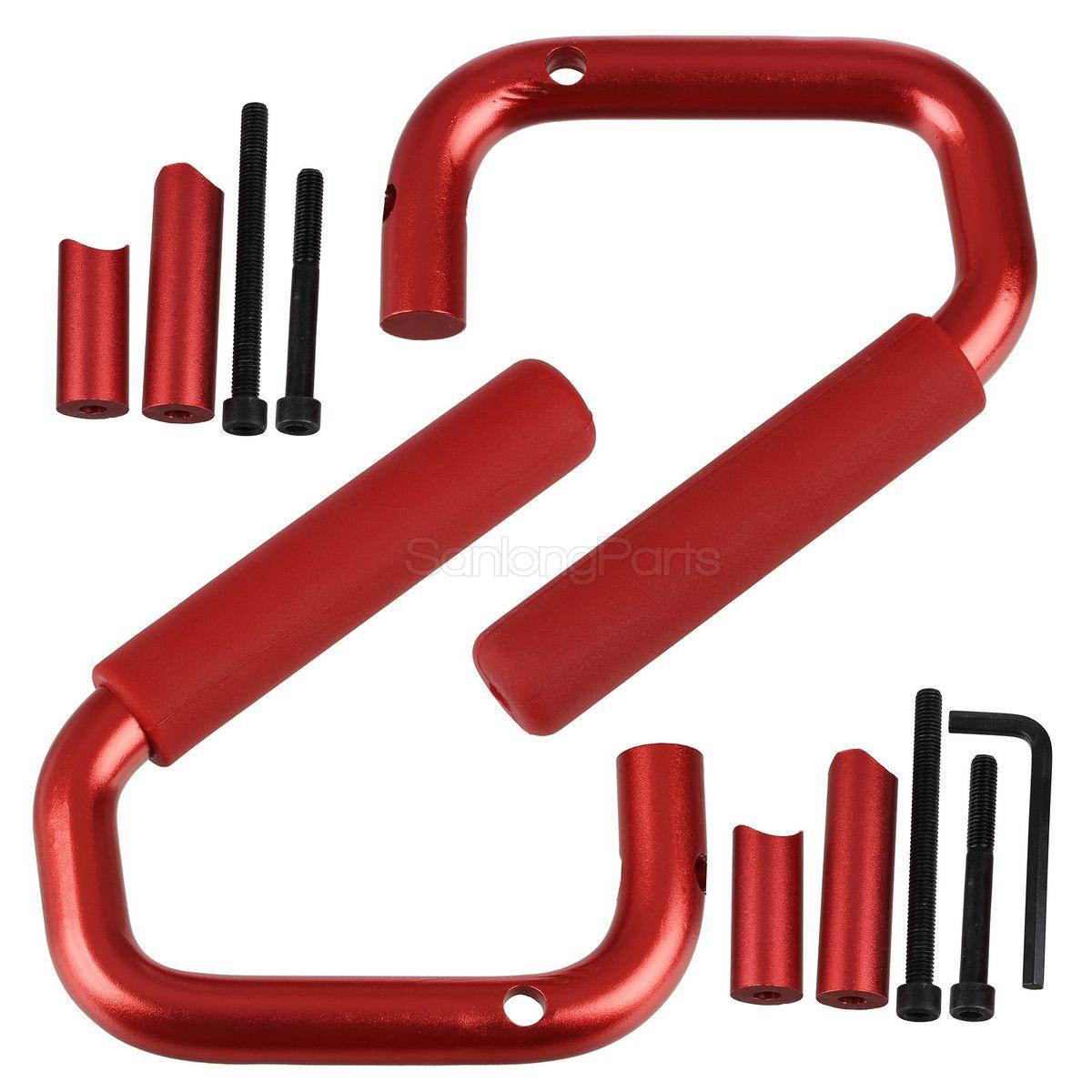 Pair Red Solid Steel Front Grab Bar Handles For Jeep Wrangler JK 2007-2017