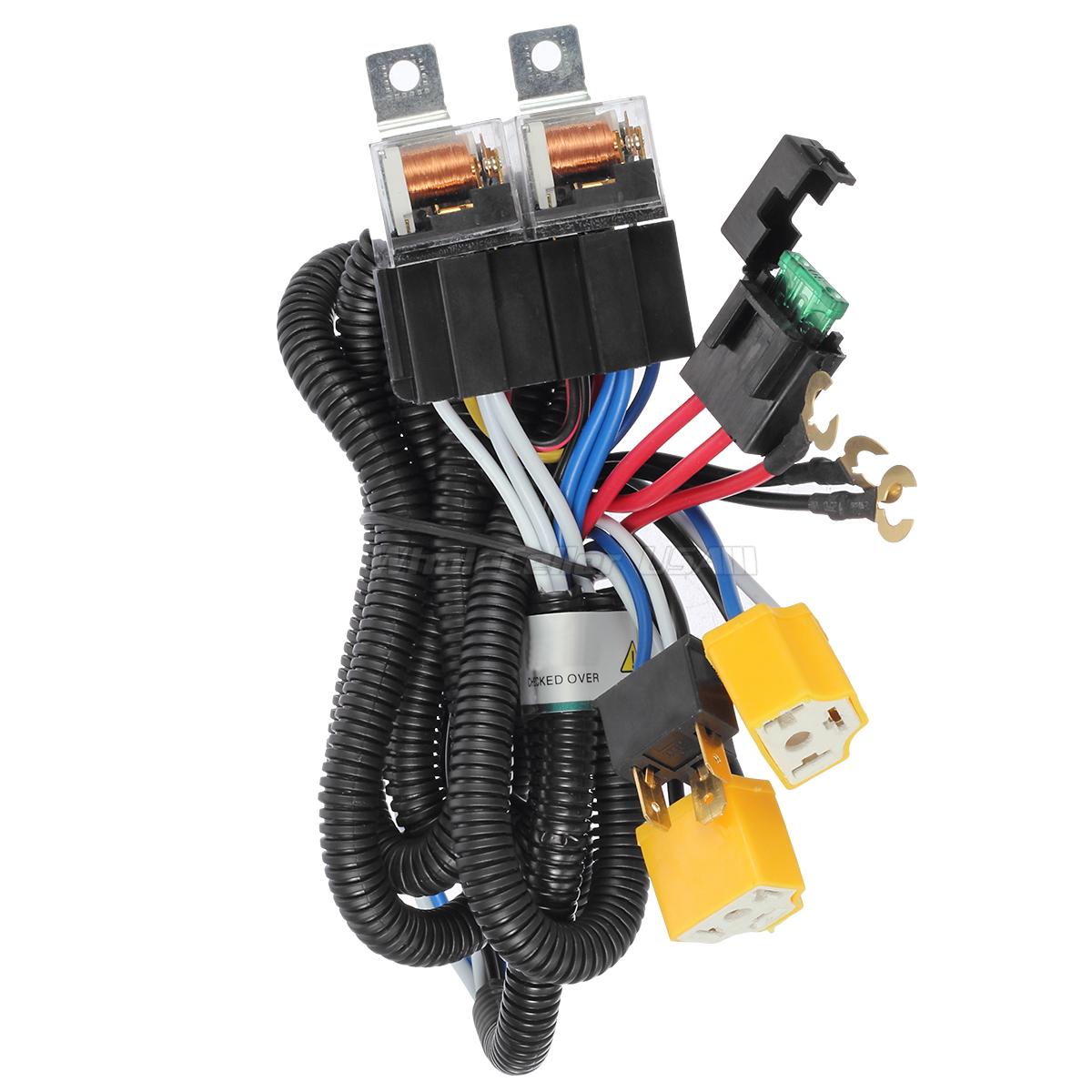 1x Ceramic H4 Headlight Relay Wiring Harness 2 Headlamp