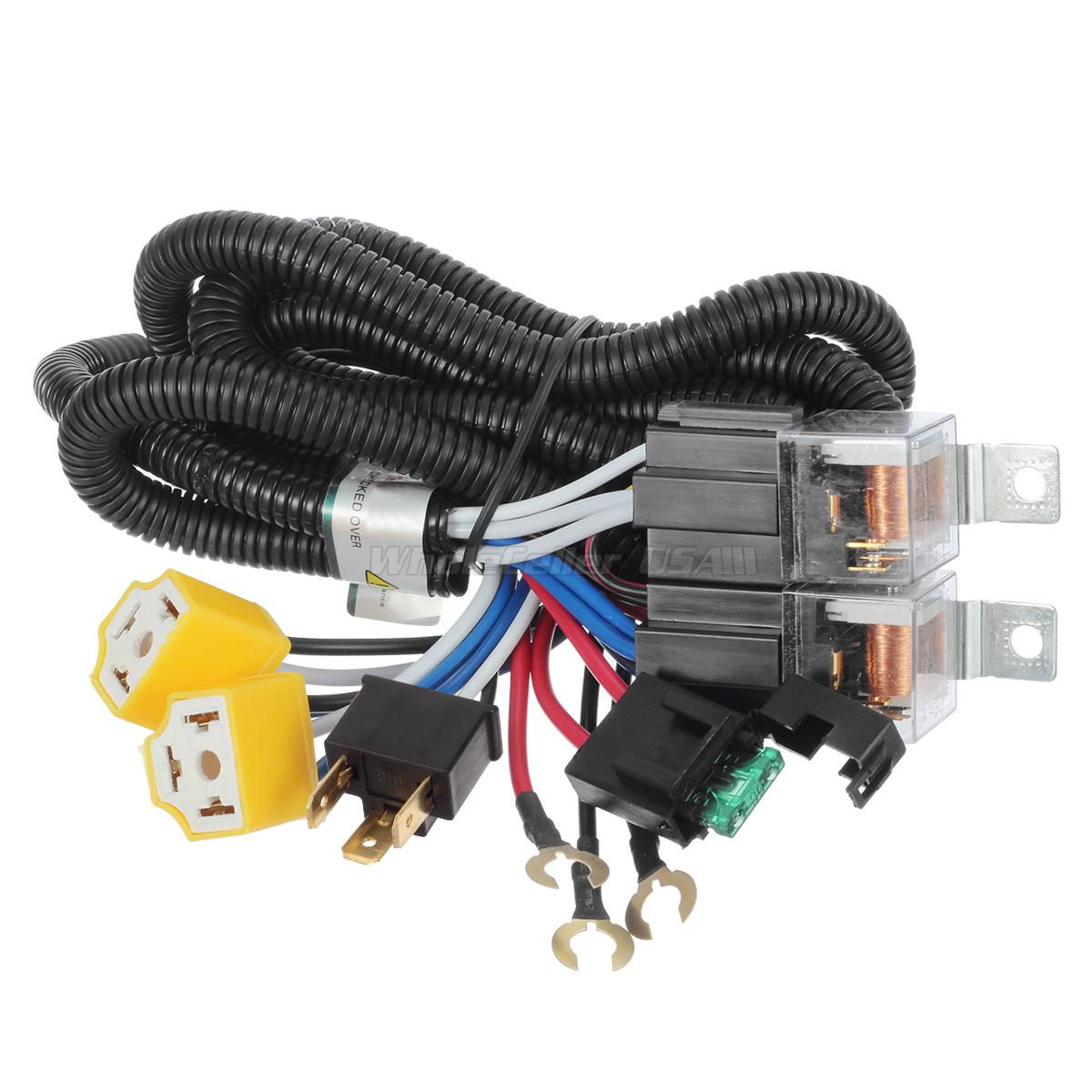 1x Ceramic H4 Headlight Relay Wiring Harness 2 Headlamp