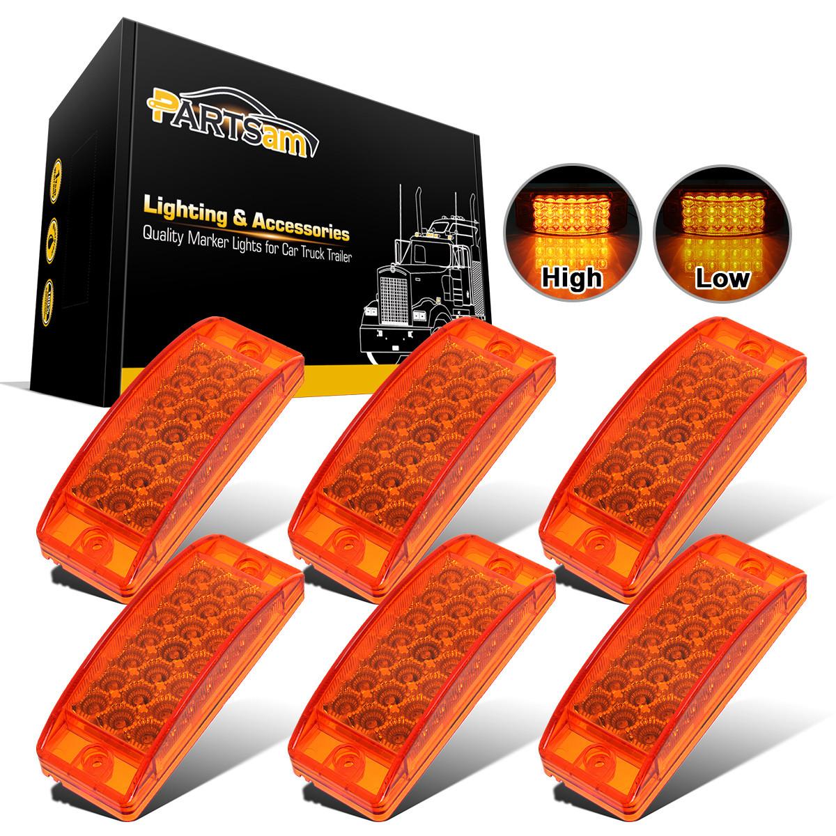 6 amber 21 led side marker clearance light rectangle 12v truck lite led work light