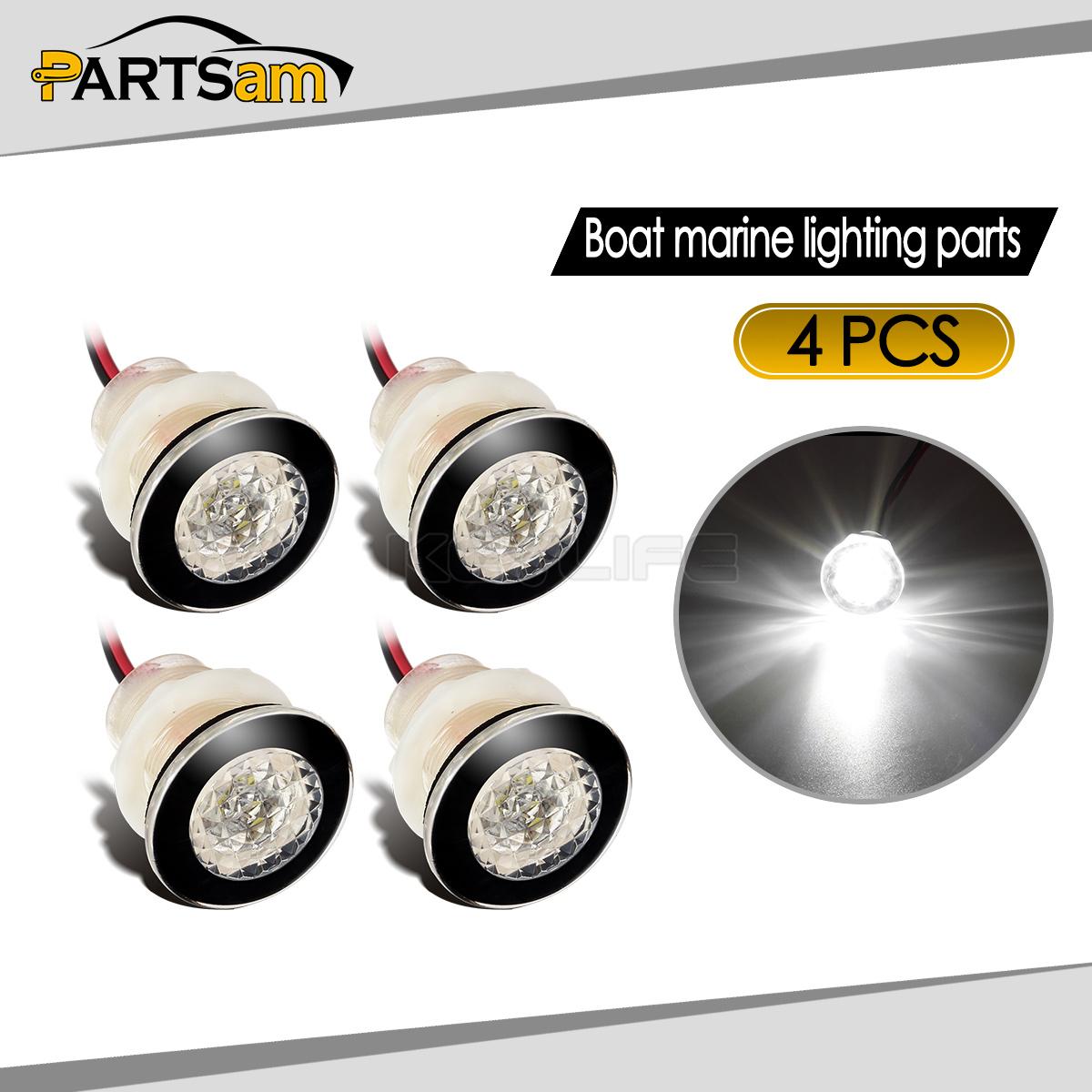 4pcs White Led Courtesy Livewell Boat Light Interior Exterior Under Picture 1 Of 7