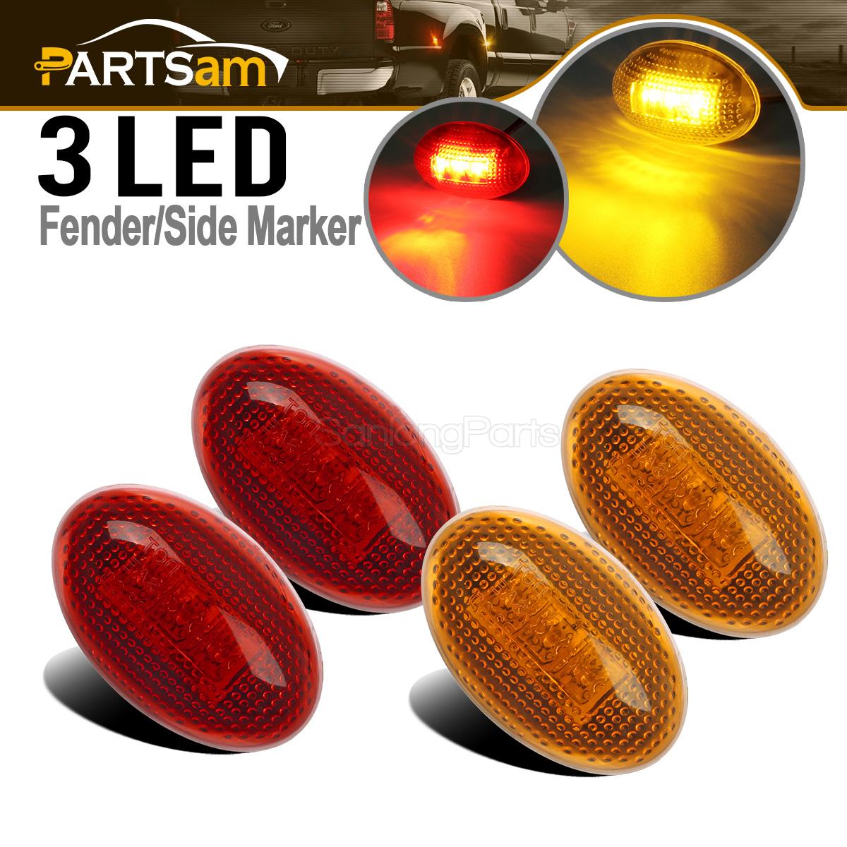 For 1999-2010 Ford F350 Led Side Fender Marker Lights Smoke 2 X Front 2 X Rear