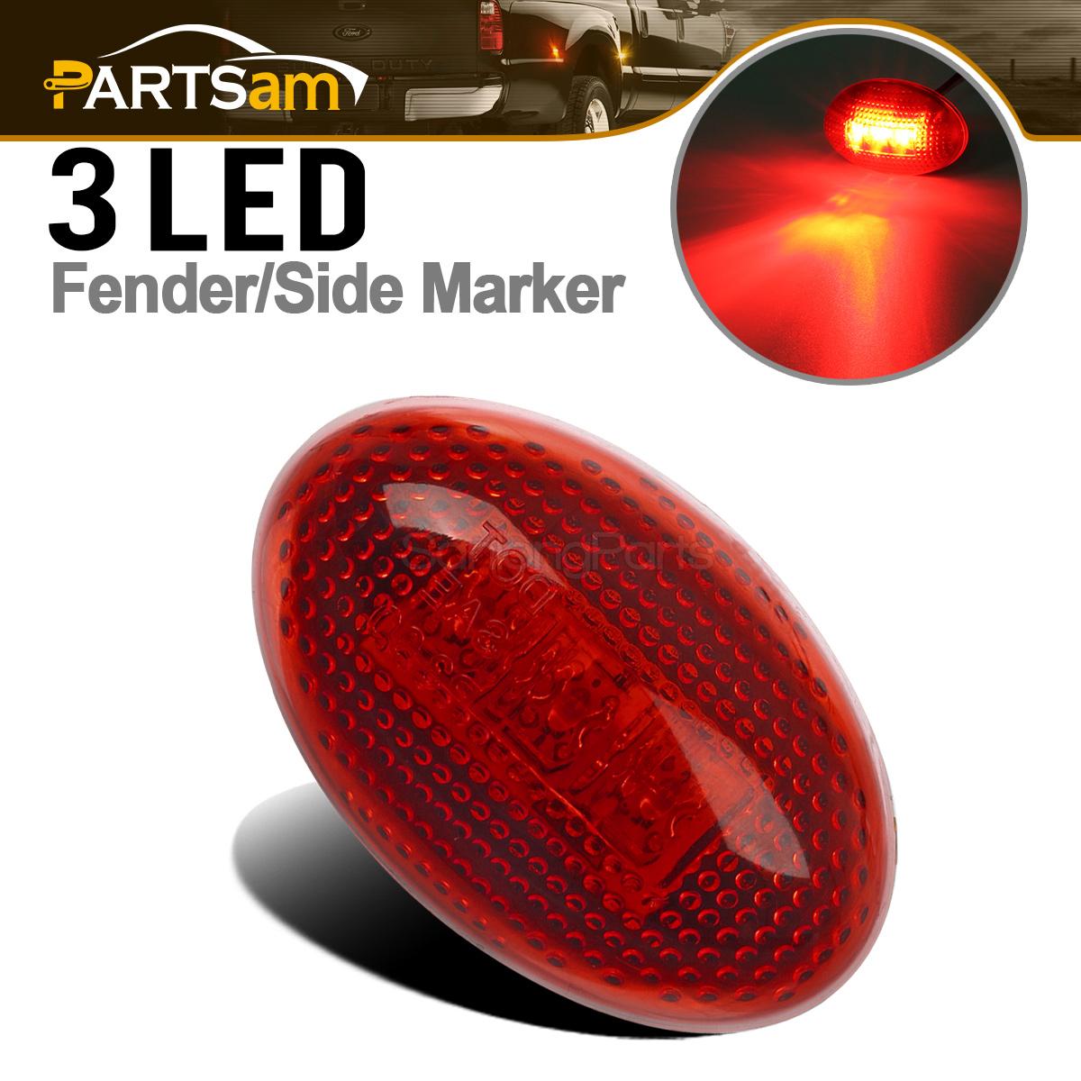 4x Side Fender Marker Dually Bed LED Light Kit Fit 99-10 Ford F350 Amber/Red Hot