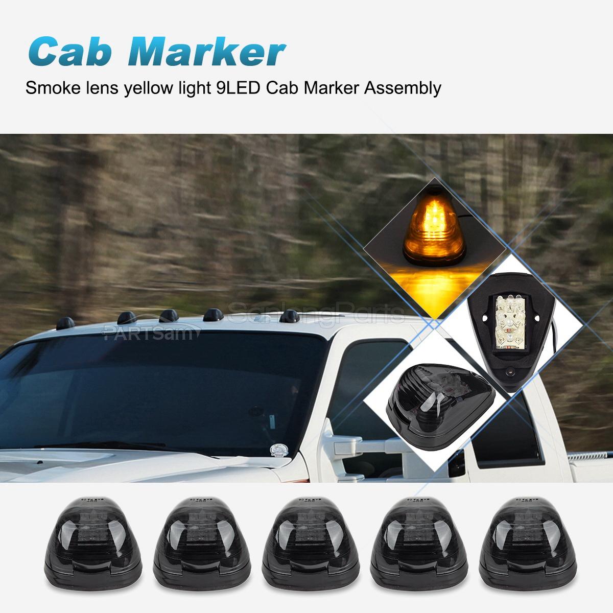 5xSmoke Cab Marker 264143BK Lights Amber LED Assembly for Ford F-250 F