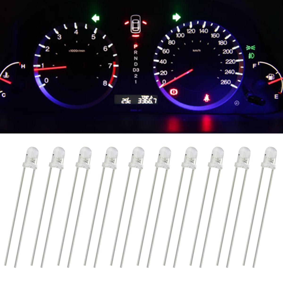 10x White 3mm Emitting Diode LED Lamp Instrument Lights for Honda Civic