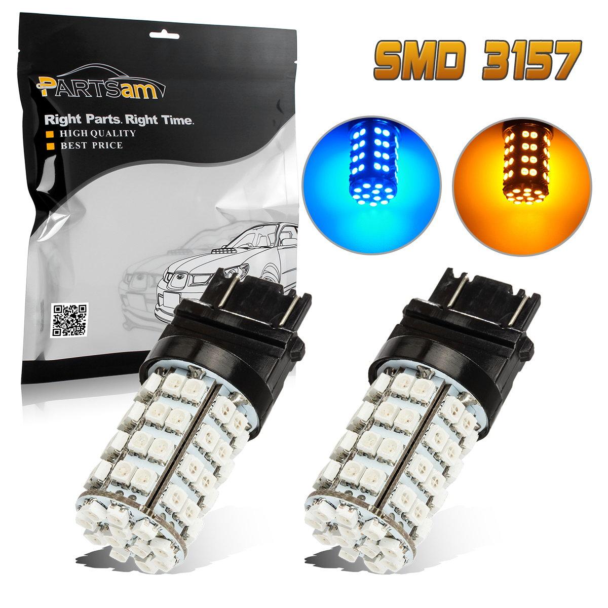 Amber Switchback Blue 3157 3156 Front Turn Signal Light Epistar Dual LED Bulb x2