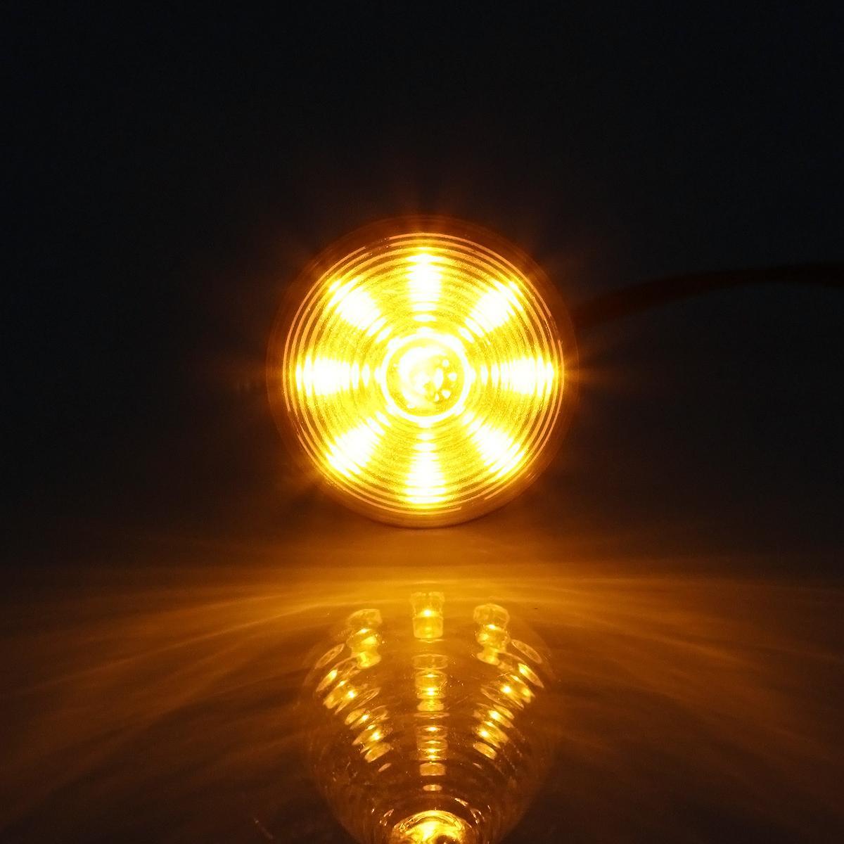 2x Amber 2" Round Beehive Led Marker Lights Clearance for Trailer Boat