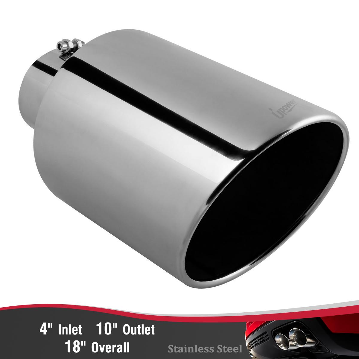 Stainless Steel Diesel Exhaust Tip 4/" Inlet 8/" Outlet 18/" Long for Car Trucks