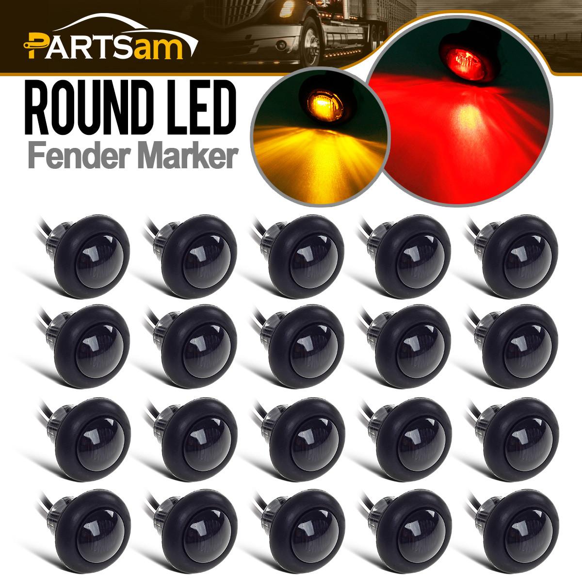 20x Amber Red 3 4 U0026quot Round Led Light Marker Clearance Lamp