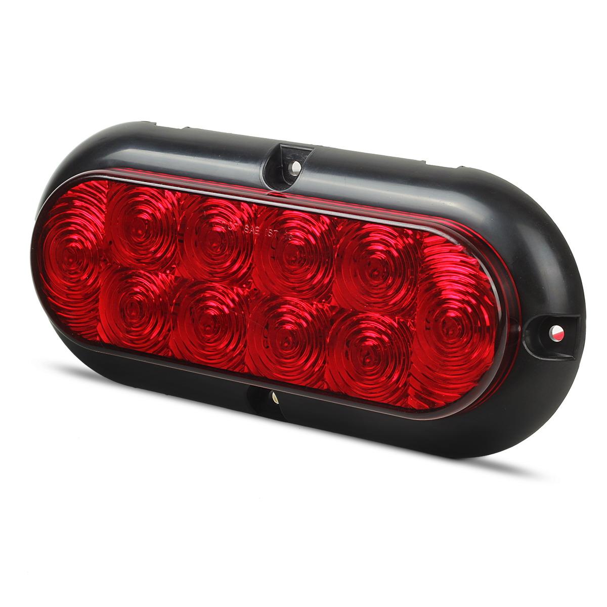 2x Trailer truck Red LED Surface Mount 6 Oval Stop Turn 