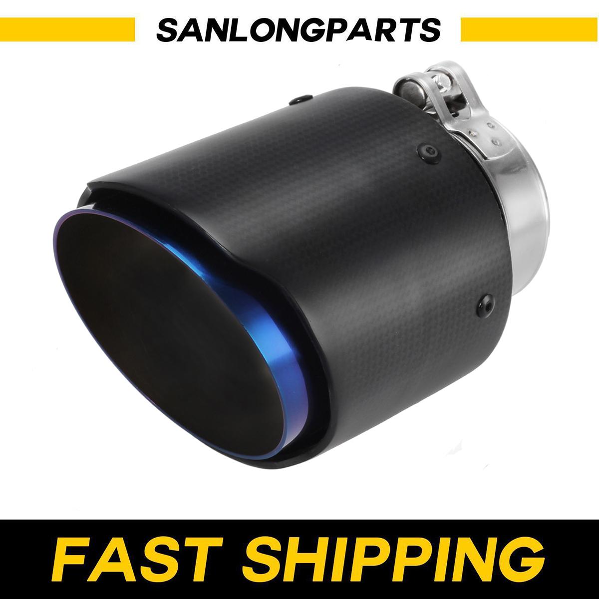 4.5/" Outlet 7/" L Stainless Steel Carbon Fiber Exhaust Tip Bolt-on 2.5/" Inlet