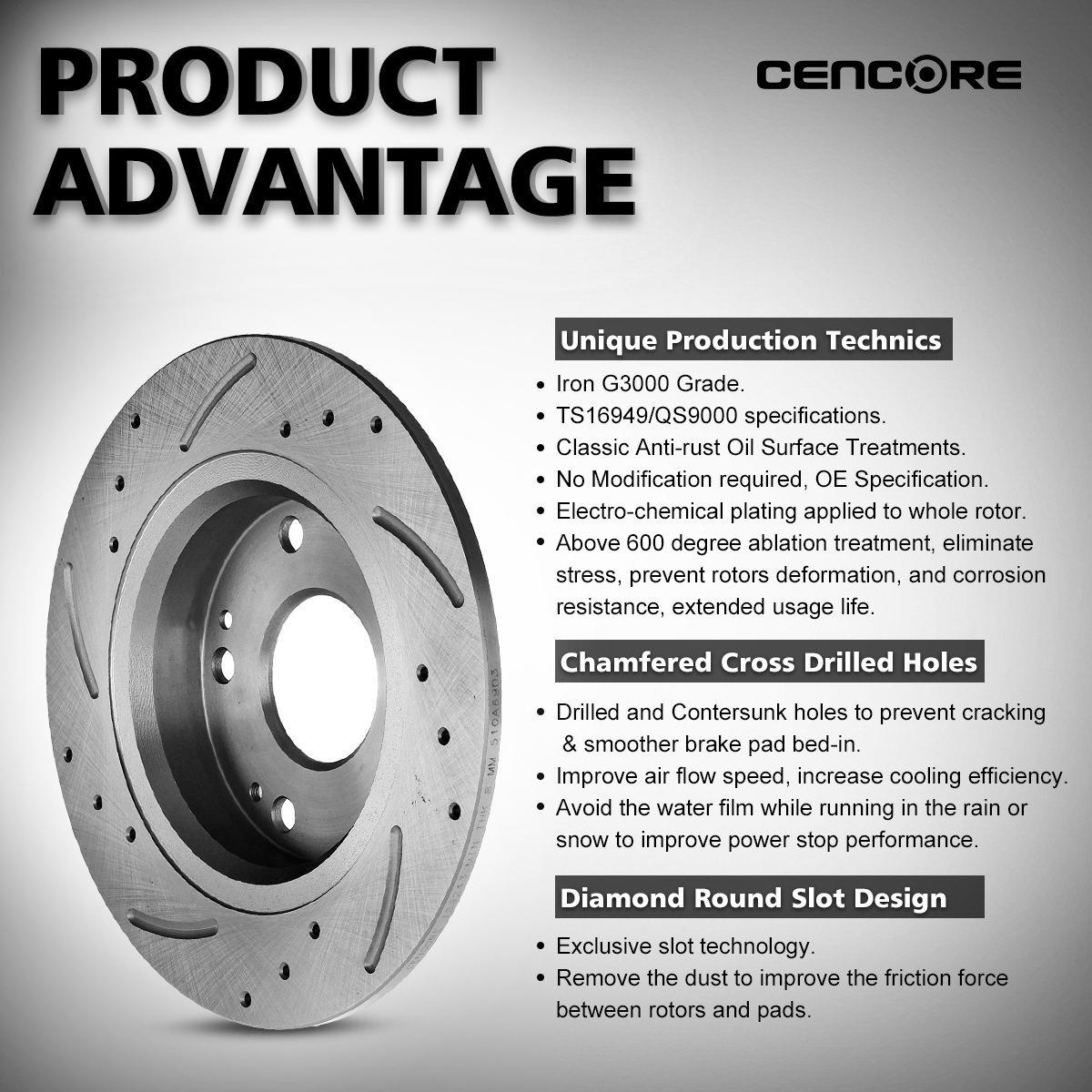 4 Pads For 2007-2011 Honda Civic Si Sedan 2 Rear Drill Slot Brake Disc Rotors