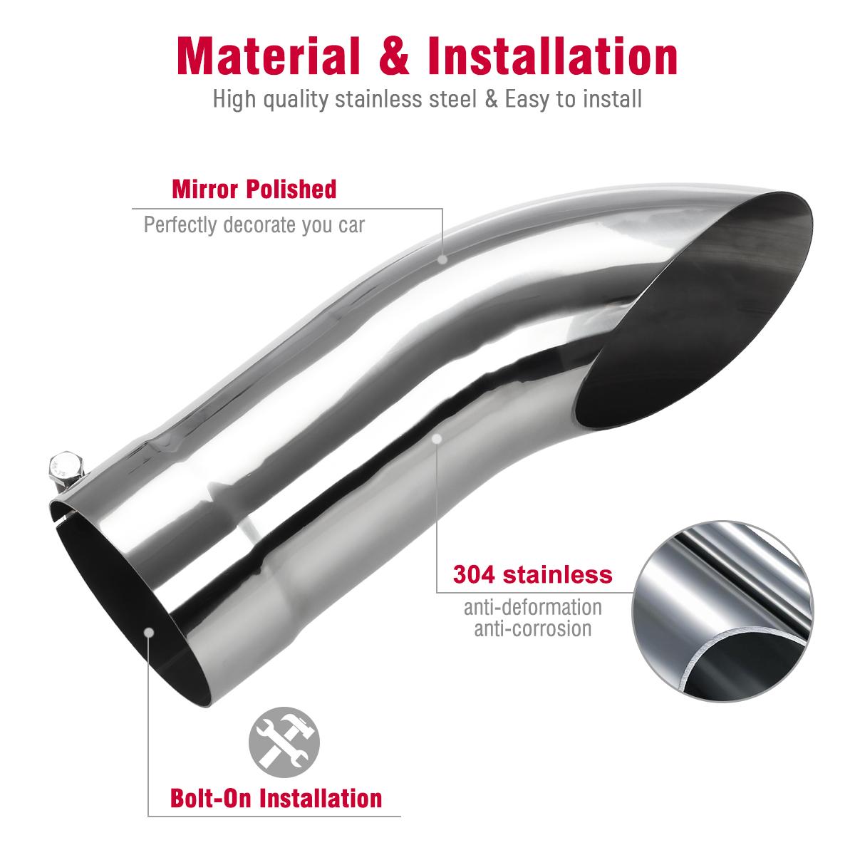 DIESEL STAINLESS STEEL Turn Down Exhaust Tip Angle Cut 4