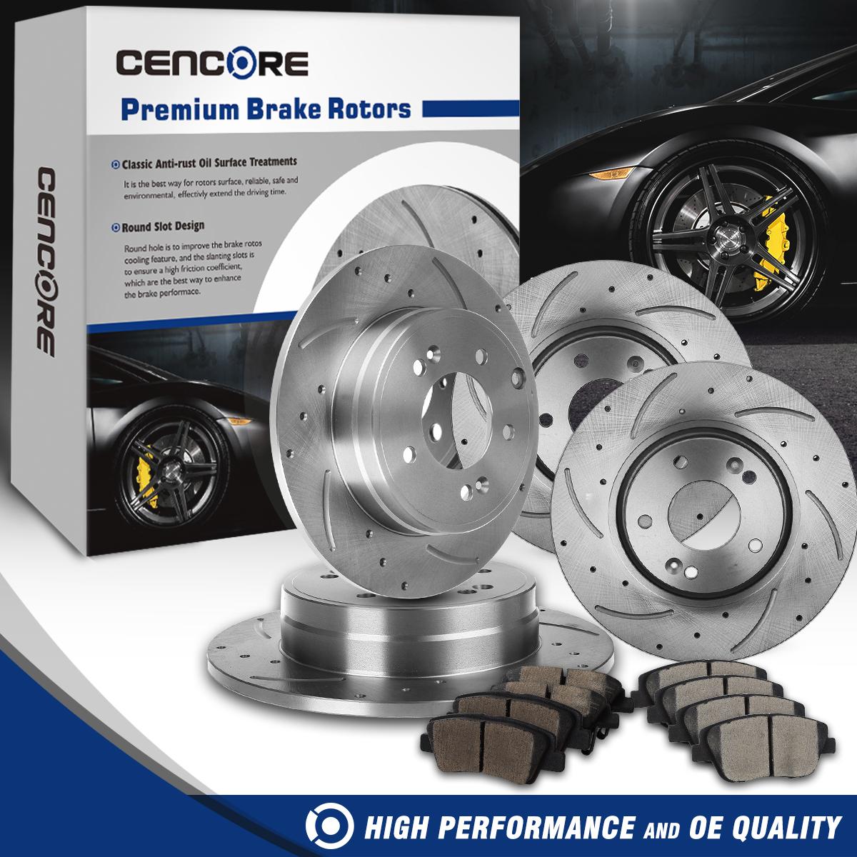 Full Set Drilled Slotted Brake Rotors Ceramic Pads For Hyundai Sonata