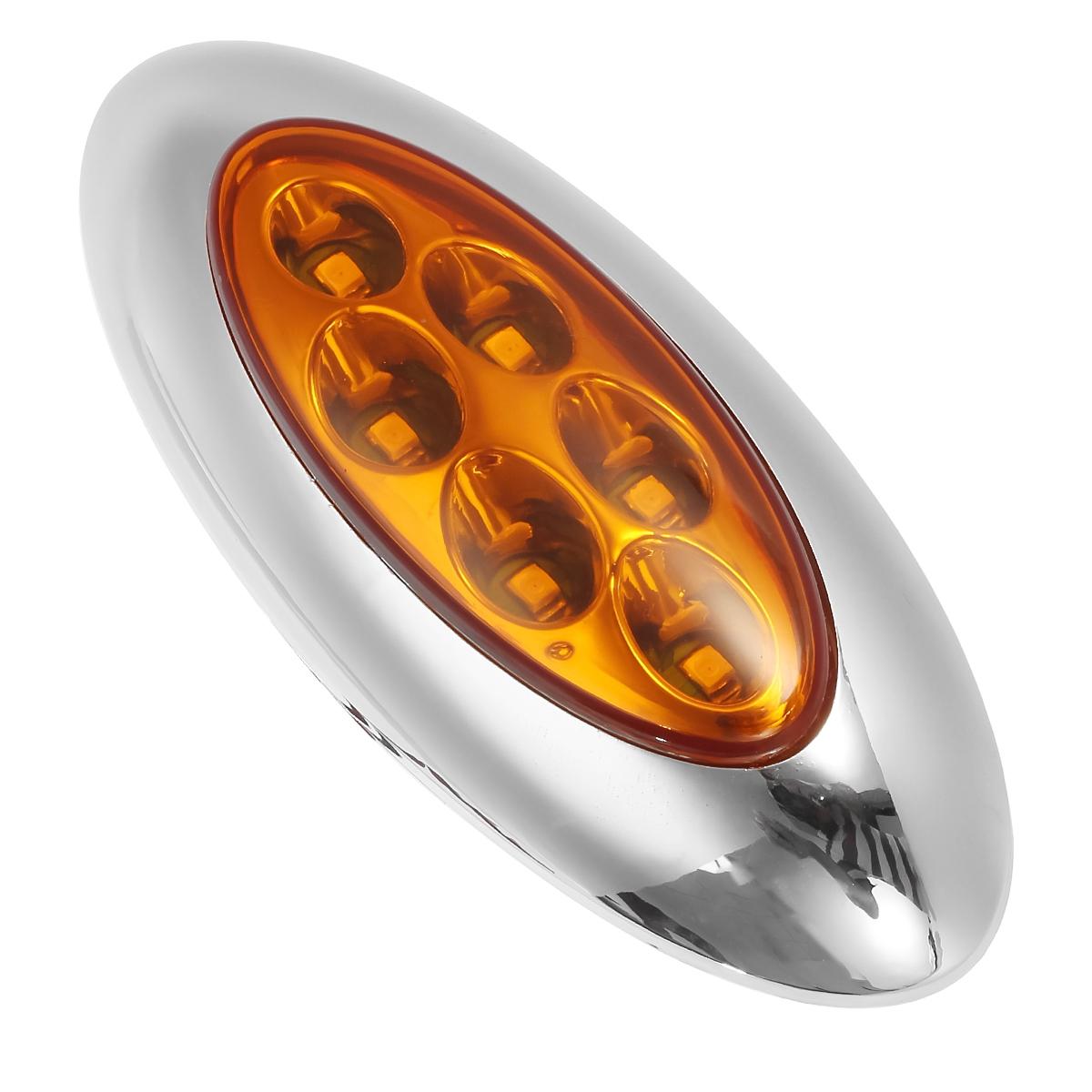 Oval Side Marker Light Led Amber Chrome Bezel Freightliner Trailer | My ...