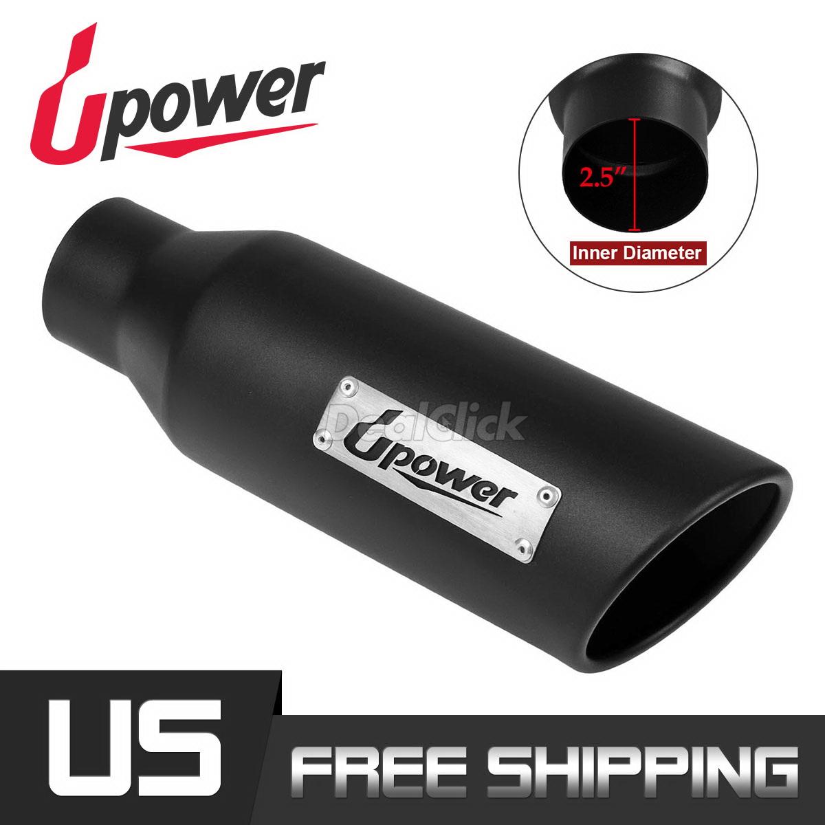 Rear Weld-On Exhaust Tip 2.5/" Inlet 4/" Outlet 9/" Long Angled Cut-Rolled Edge 45°