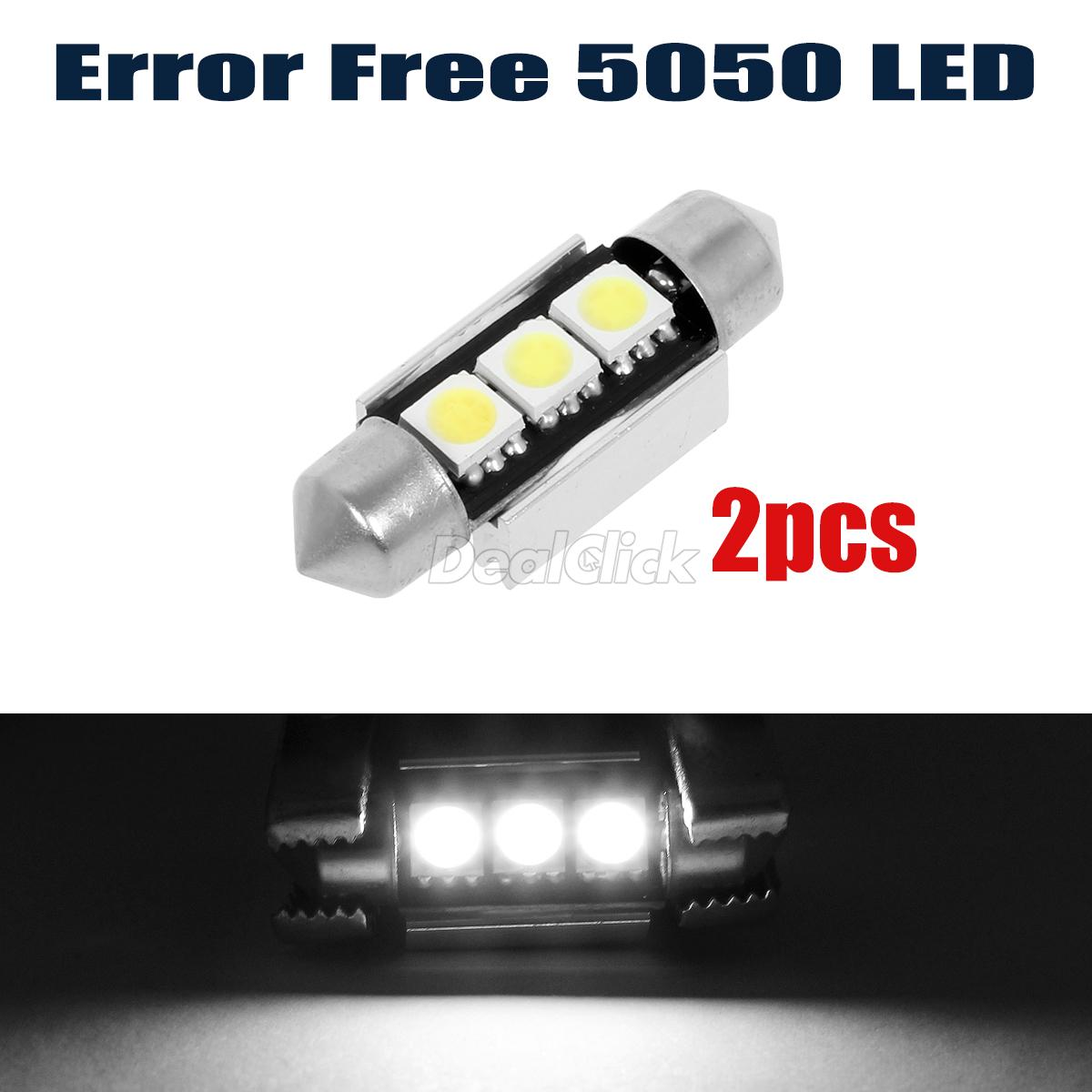 2x Peugeot 208 Bright Xenon White 3SMD LED Canbus Number Plate Light Bulbs