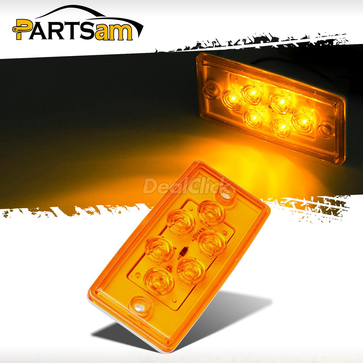 Rectangle Amber 6 LED Cab Roof Top Clearance Marker Light for Freightliner 5PCS