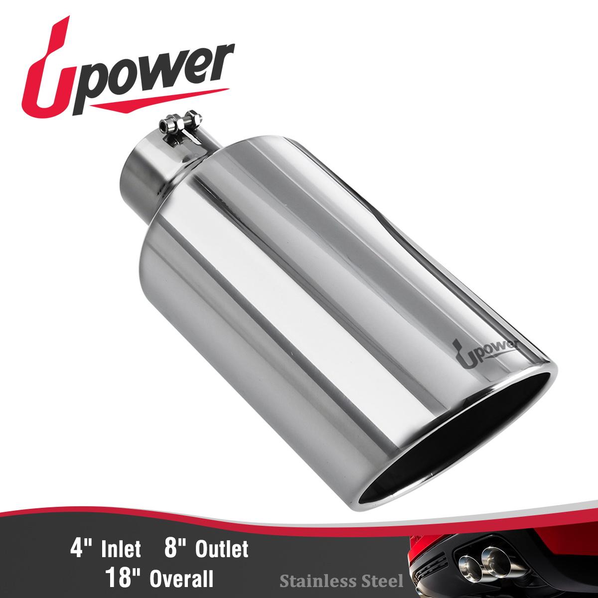 Stainless Steel Rolled Edge Exhaust Tip Diesel 4/" Inlet 8/" Outlet 18/" Long