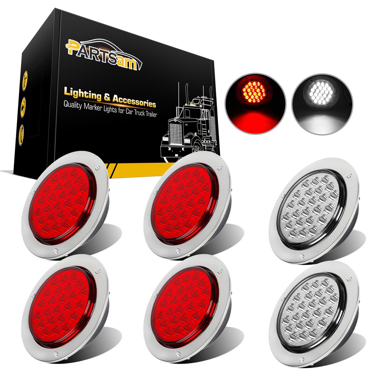 4 U0026quot Inch 24 Led Round Stop Backup Reverse Truck Tail Light