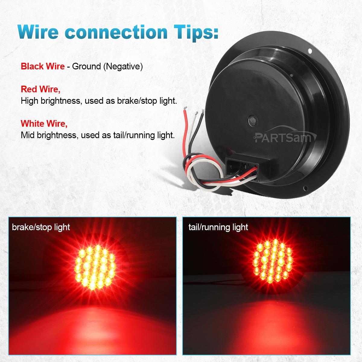 4 U0026quot Inch 24 Led Round Stop Backup Reverse Truck Tail Light
