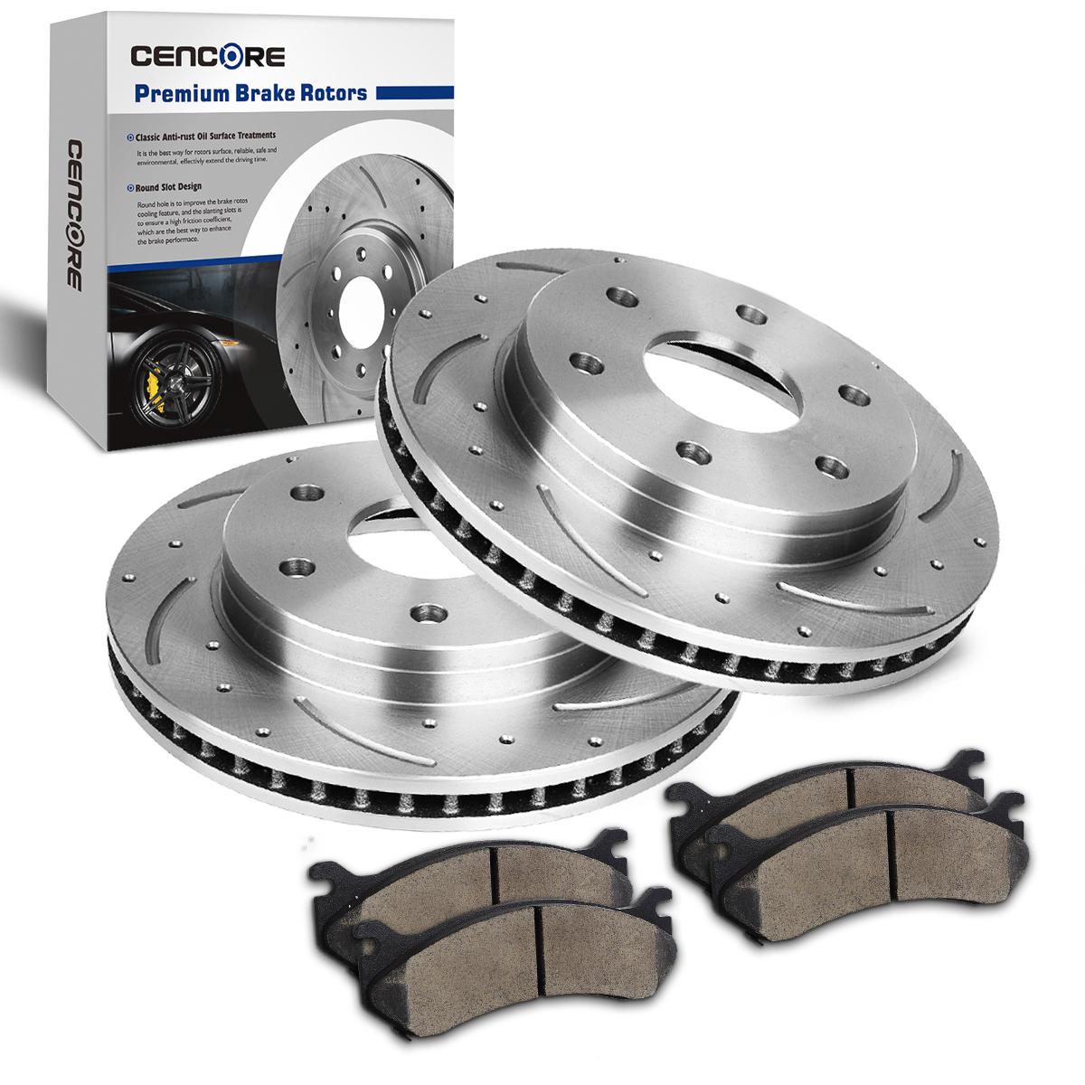 For Chevy GMC Silverado Sierra 3500 Rear Brake Discs Rotors And Ceramic Pads Kit