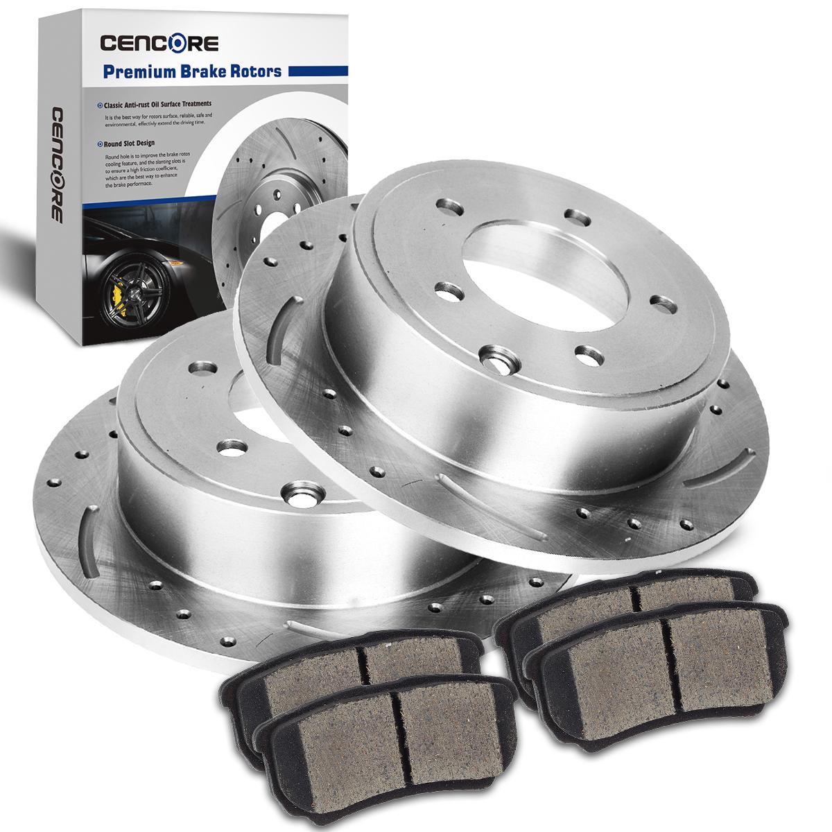 Rear Brake Discs Rotors and Ceramic Pads For 2011-2014 Chrysler 200 Drill Slot