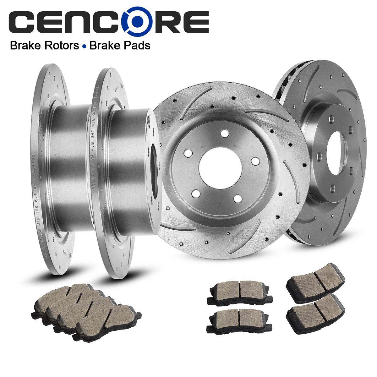 Front and Rear Cross Drilled Rotors & Ceramic Pads for 2011-2014 Jeep Wrangler