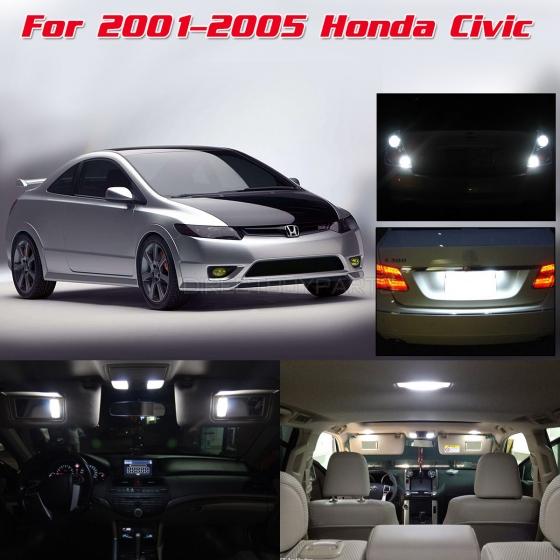 Details About 8pcs Interior Led Package Back Up Lights For Honda Civic 2001 2005 Sedan White