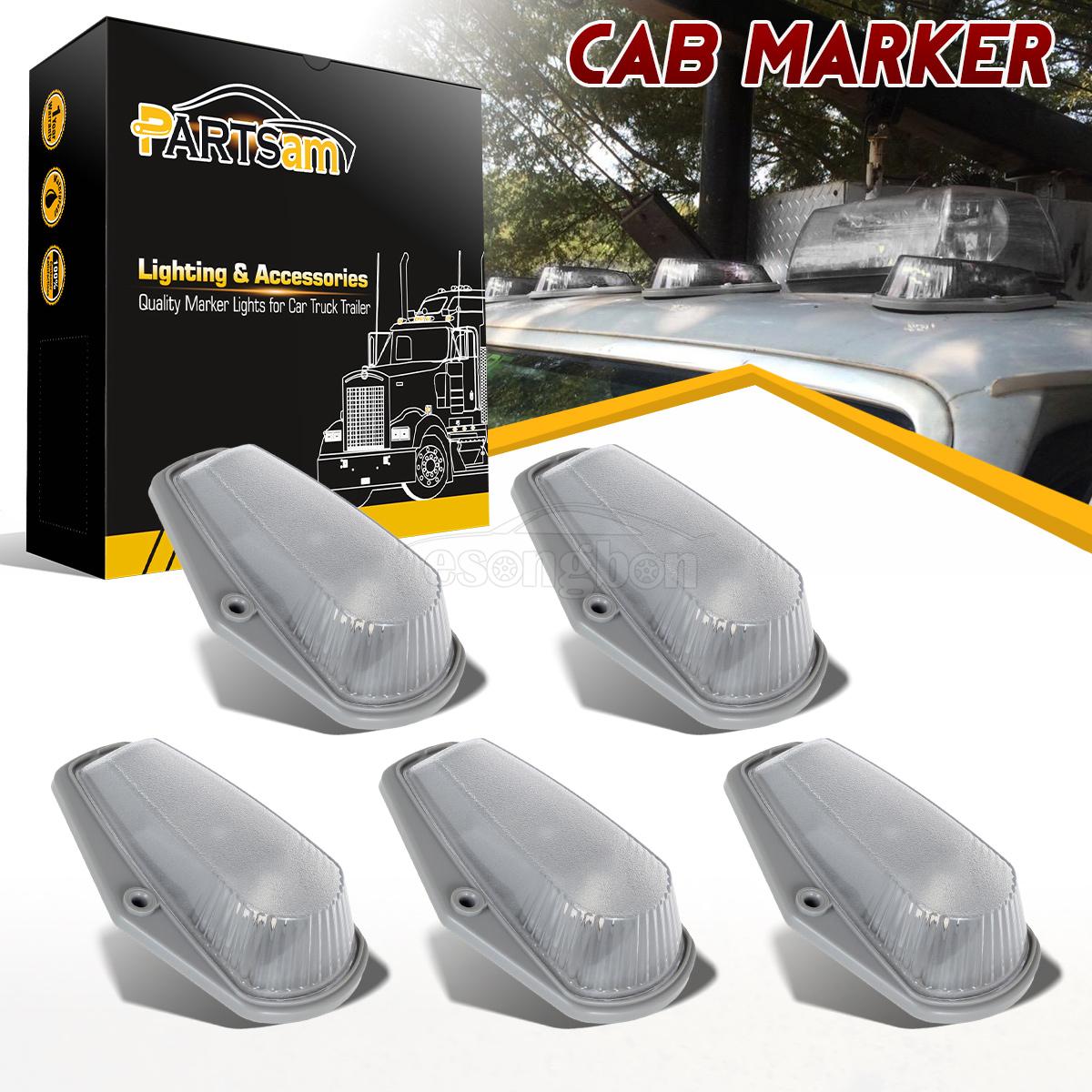 5pc Cab Marker Roof Clearance Light Amber Covers+Base Housing for 1973-1997 Ford
