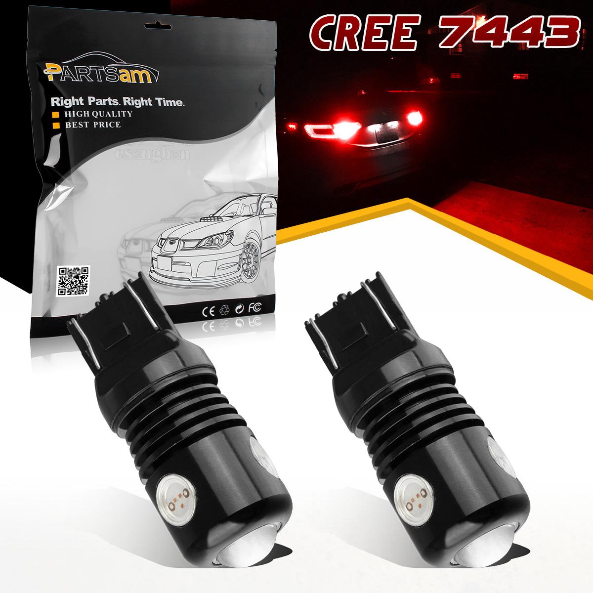 CREE 7443 7440 T20 LED Tail//Brake//Stop Signal Light ULTRA BRIGHT RED Bulb 2800LM