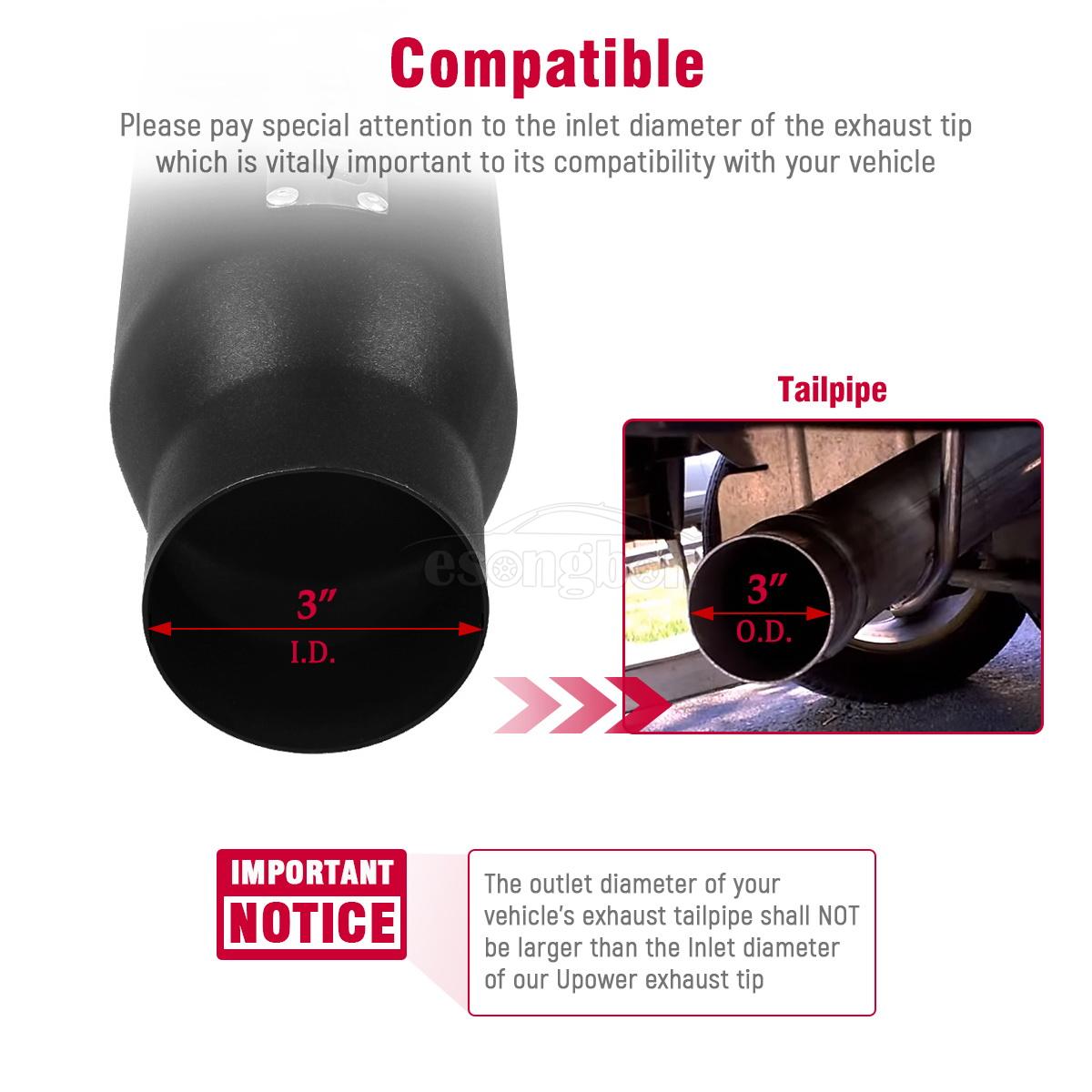 black exhaust tips 3 inlet 4 outlet