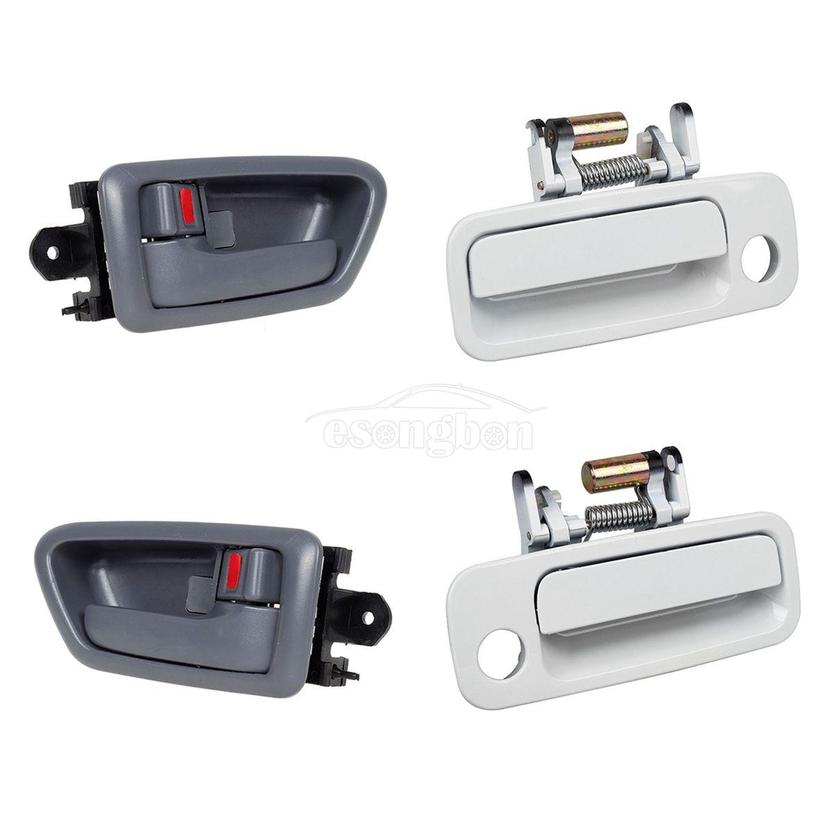 White Outside Gray Inner Left Right All Front Door Handle For 97-01 Toyota Camry