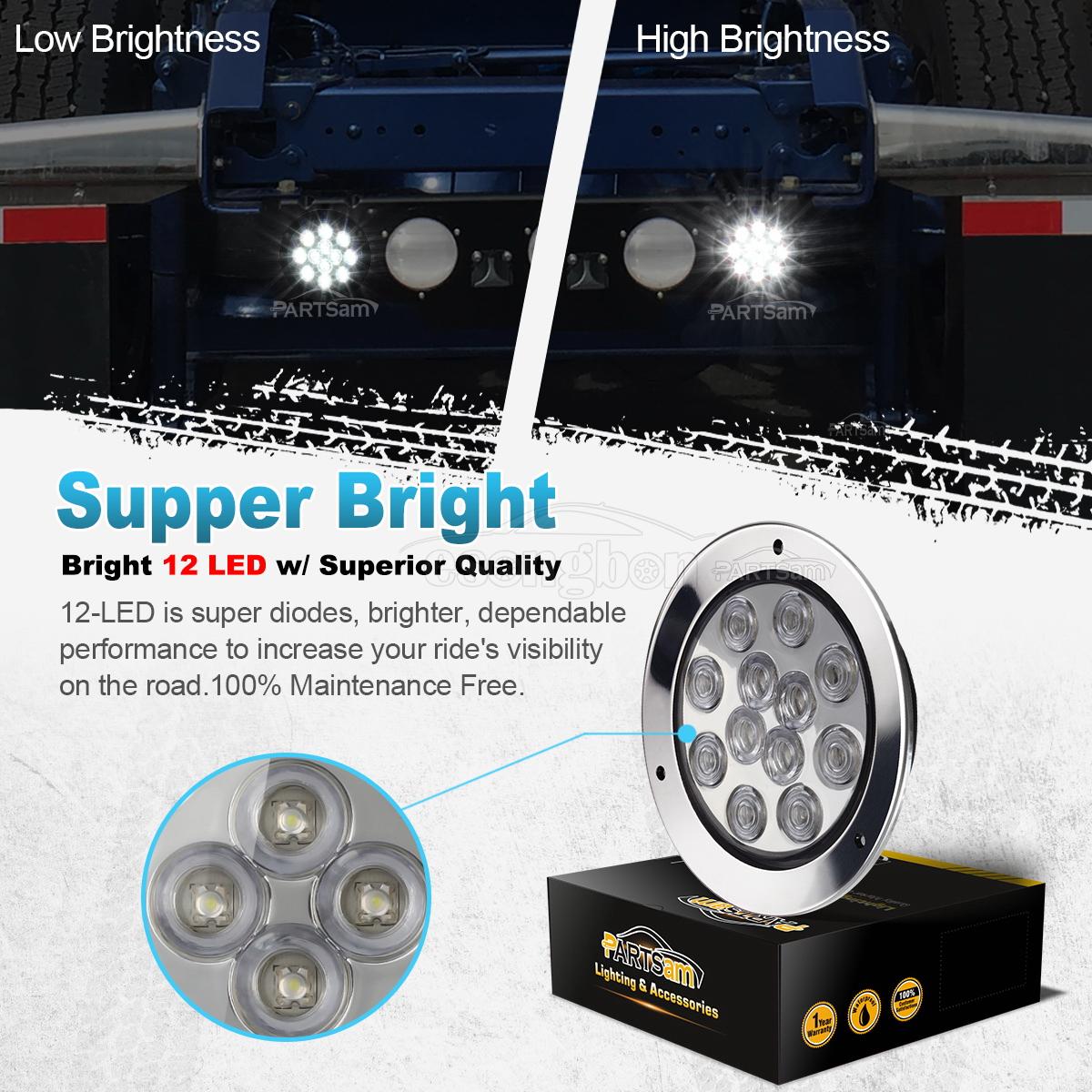 Auto Parts And Vehicles White 12 Led 4 Round Trailer Truck Backup White 12 Led 4 Round Trailer Truck