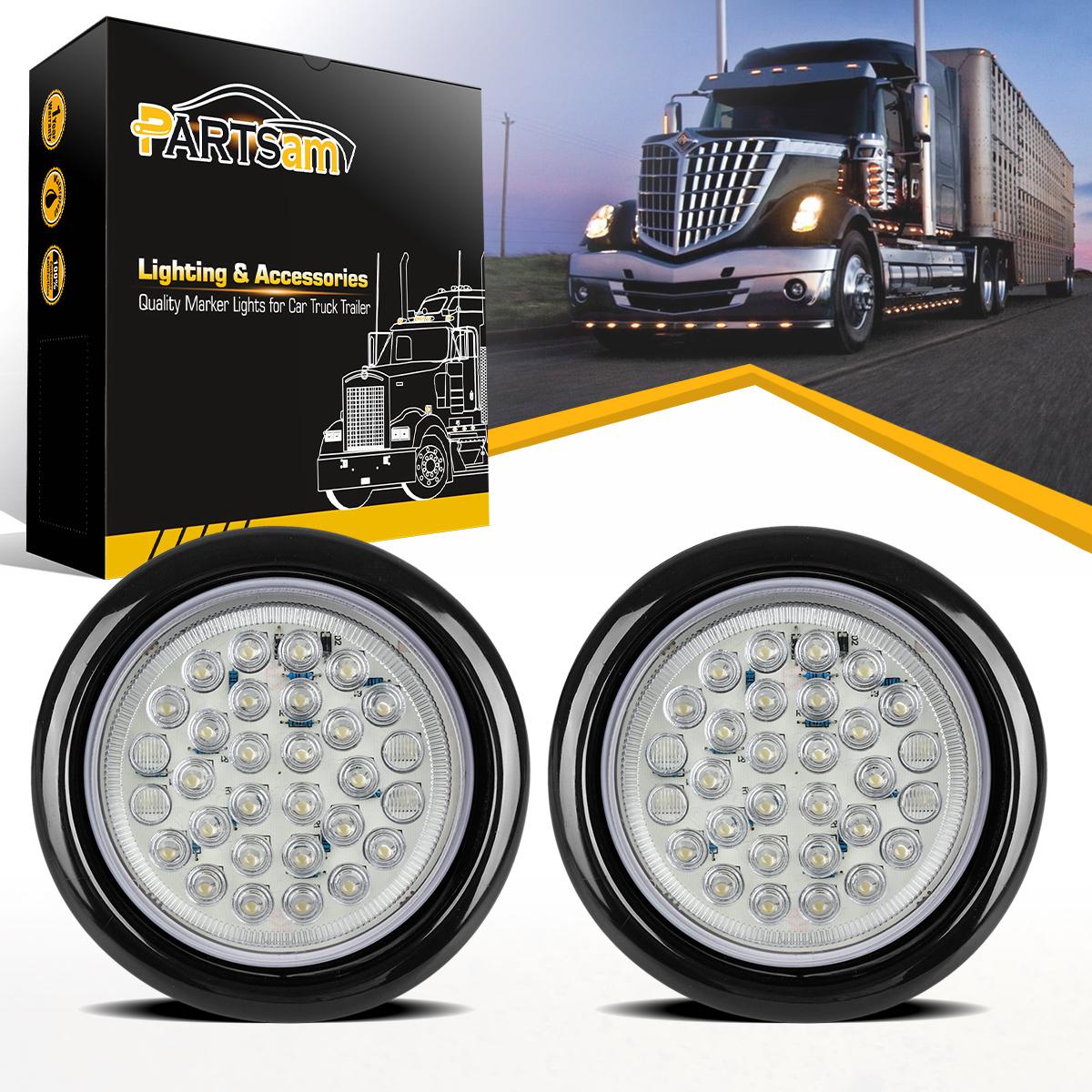 2 4 U0026quot Inch Round White 30led Stop Turn Tail Running Light