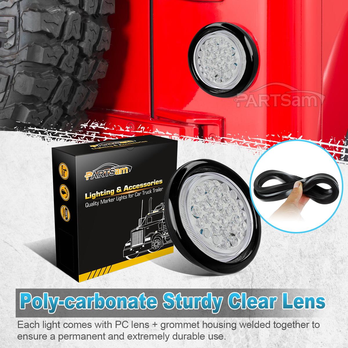 2 4 U0026quot Inch Round White 30led Stop Turn Tail Running Light
