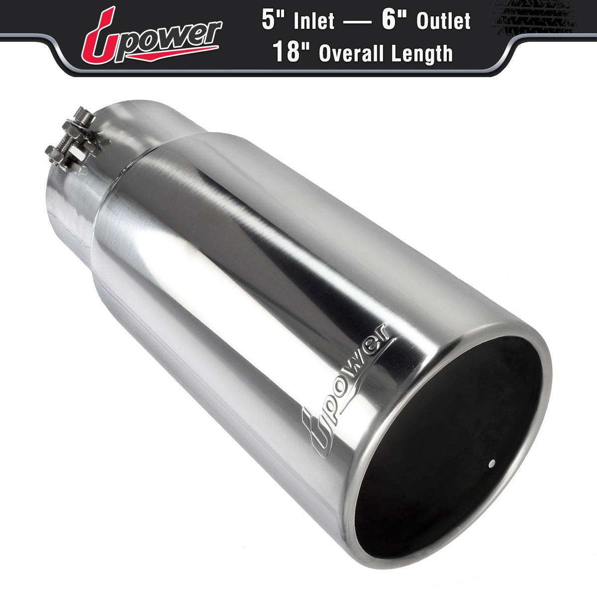 Polished Stainless Steel Bolt On Rear Exhaust Tip 5/" Inlet 10/" Outlet 18/" Long