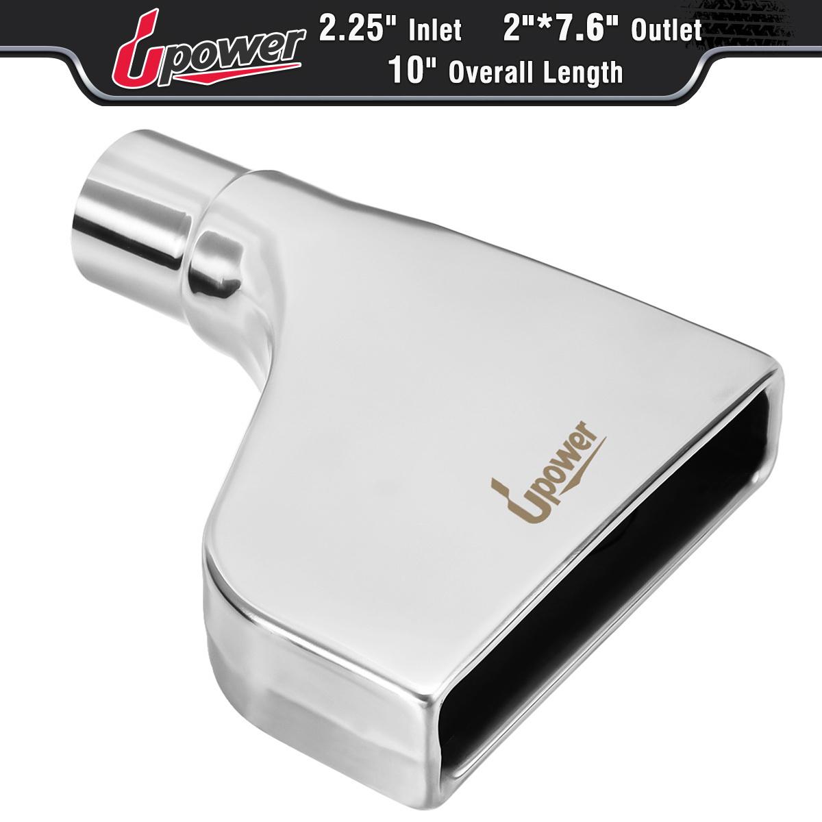 Stainless Steel Rectangle Exhaust Tip Tailpipe 2.25/" inlet 2x6/" Outlet 10/" Long