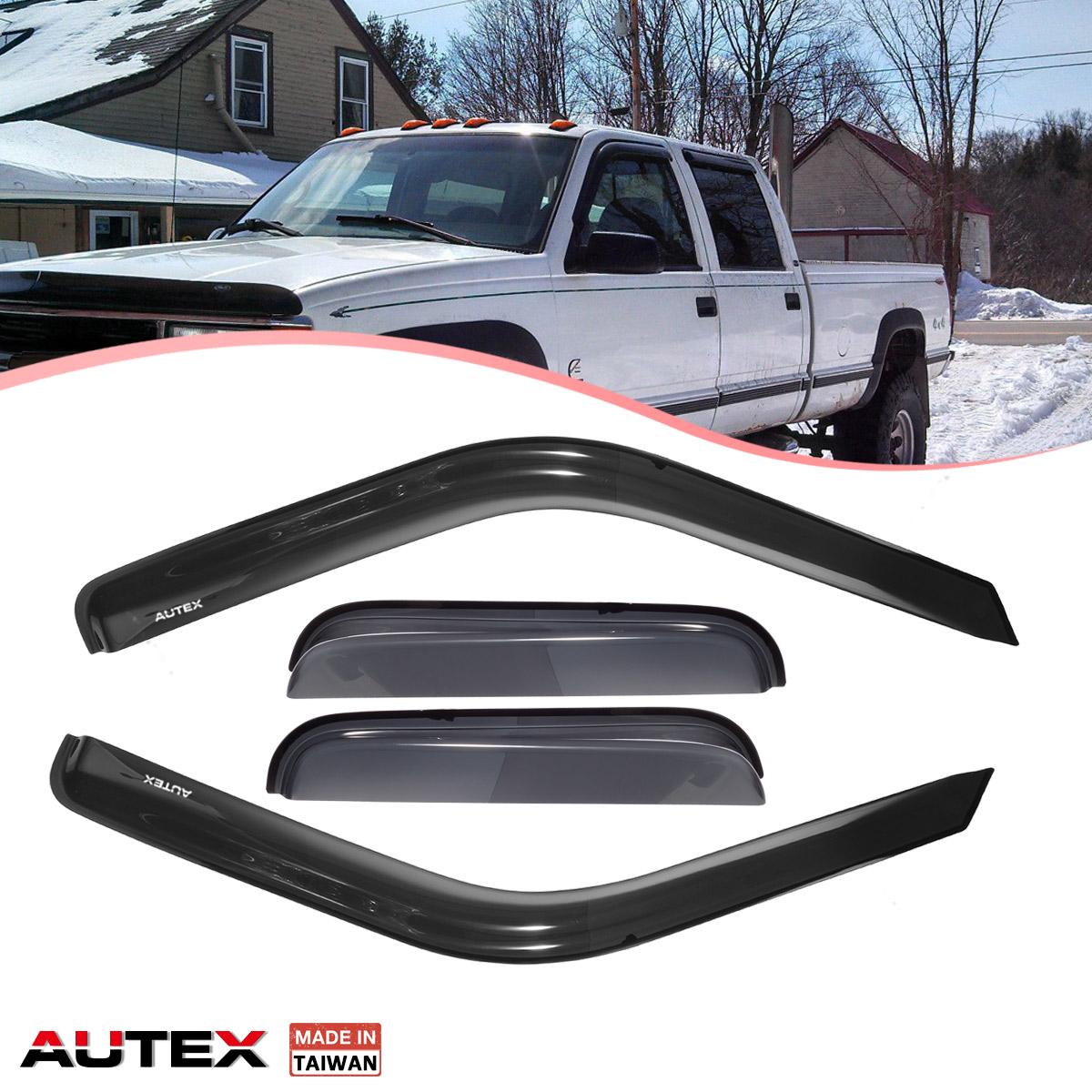AUTEX Window Visors Deflector Tape on Smoke Fit 88-99 Chevrolet//Gmc C//K Pickup