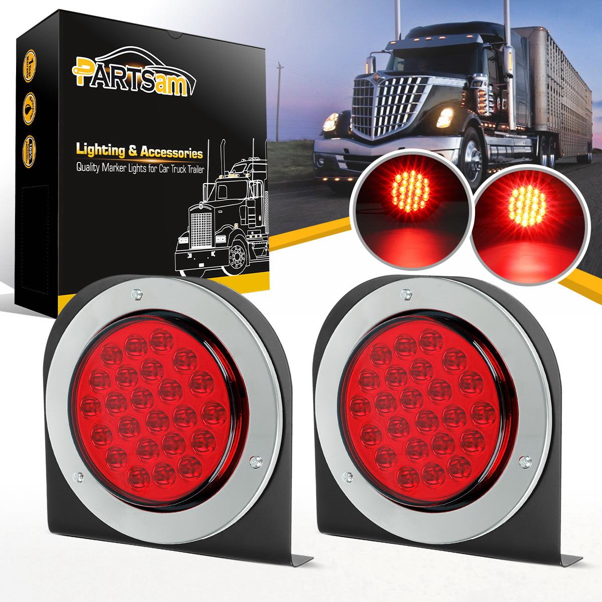 2x Red 4 U0026quot 24 Led Car Truck Trailer Stop Turn Tail Lights W