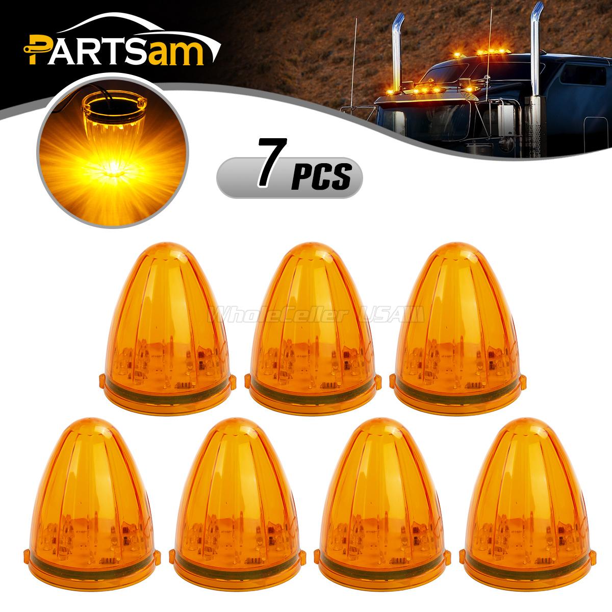 7pcs Amber Chrome 17led Cab Marker Lights For Peterbilt