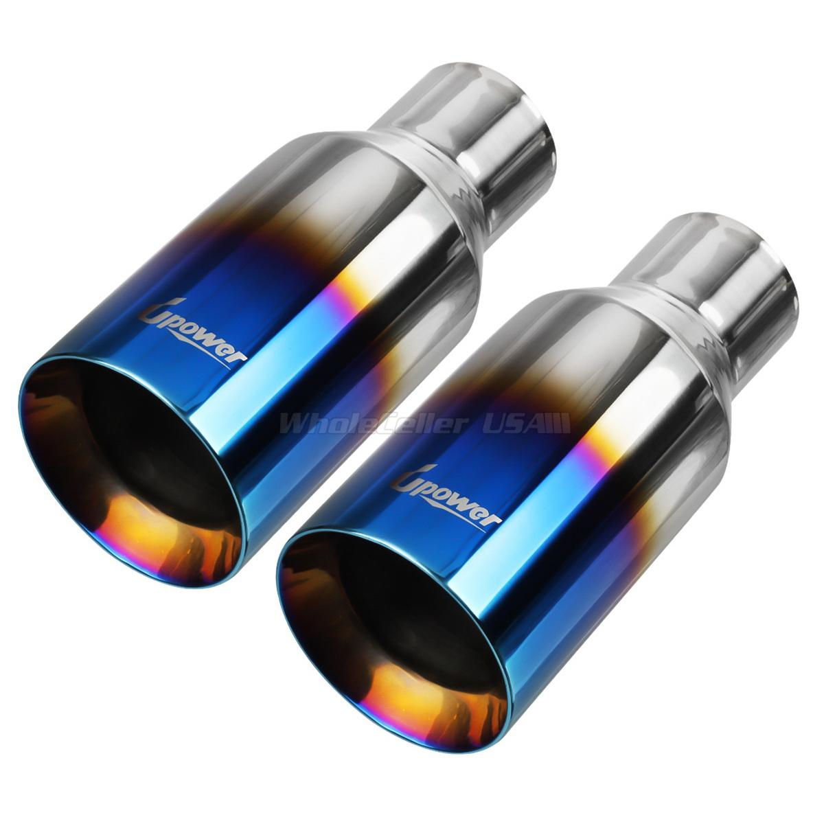 2.5 3.5 18 Exhaust Tip Black Single Layer 20° Angled Cut Rolled Edge