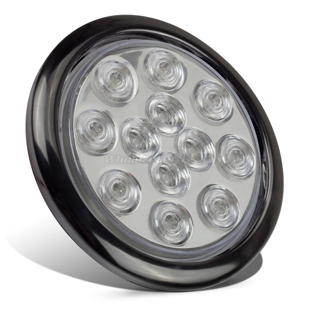 2 Red 12 Led 4 U0026quot Round Truck Trailer Brake Stop Turn Tail Lights W Clear Lens