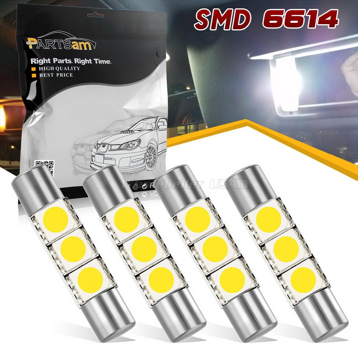 4 X White 31mm 3SMD 5050 LED Bulb For Car Sun Visor Vanity Mirror Fuse
