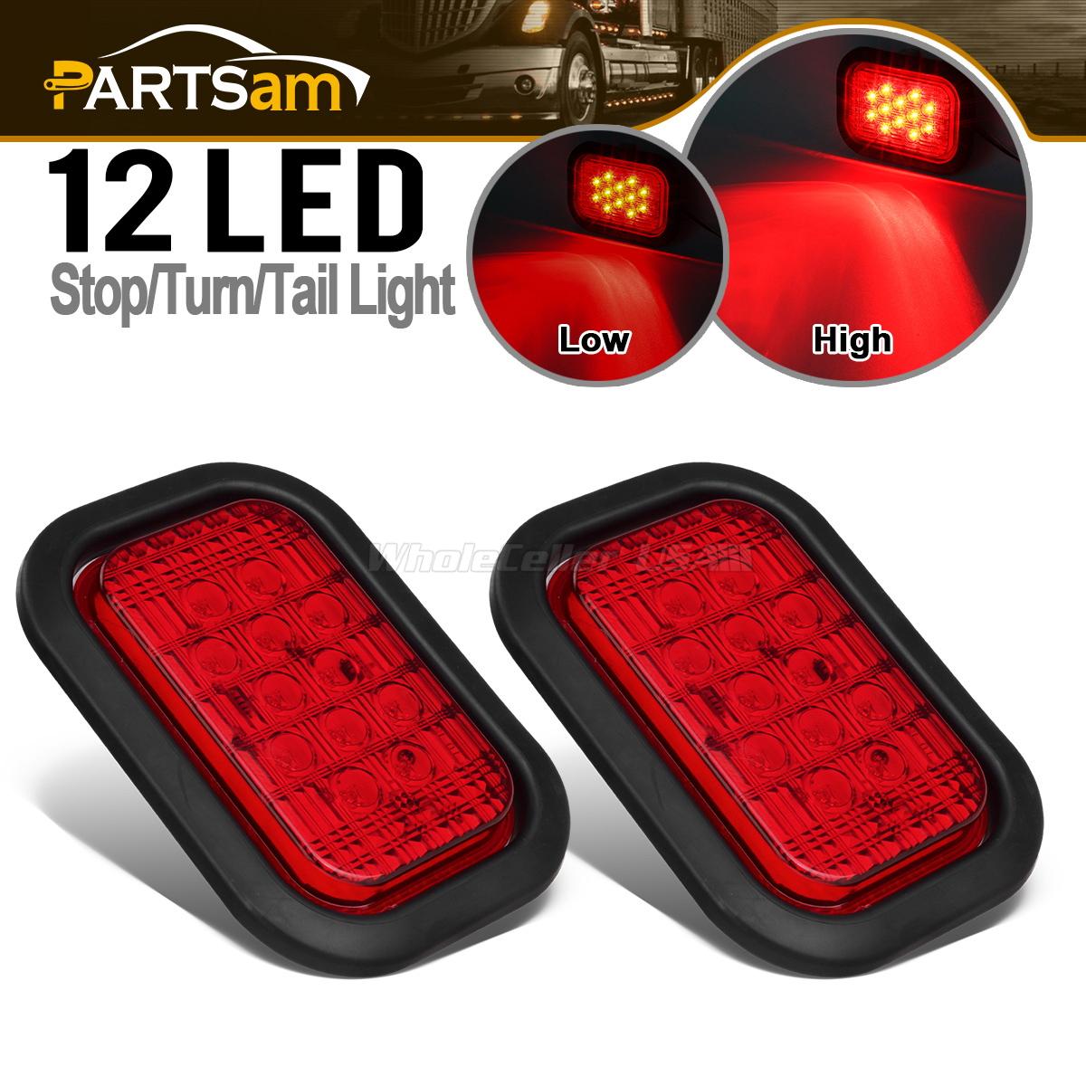 2xUniversal 5"x3" Red 12 LED Rectangular Stop Turn Tail Brake Lights