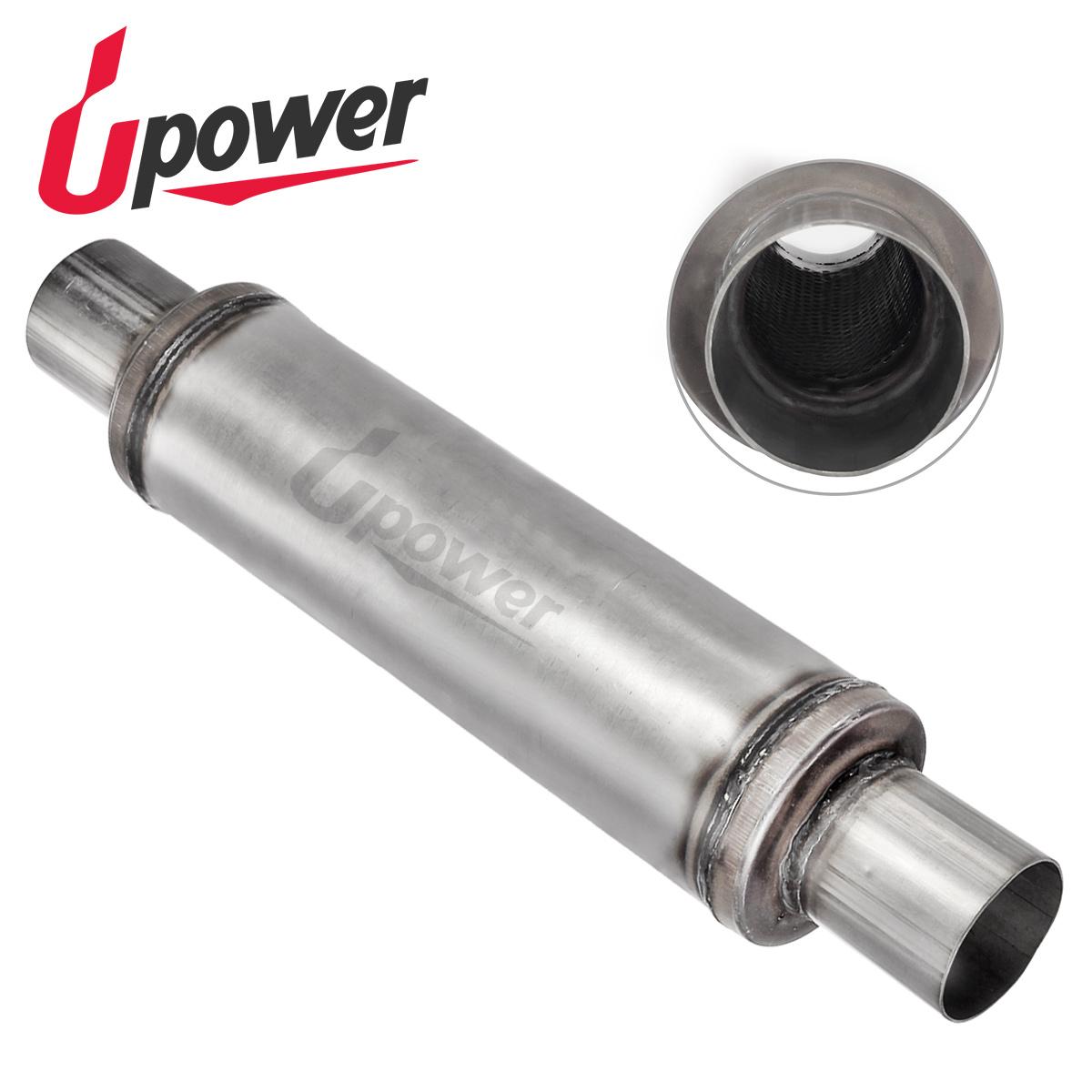 Upower Muffler Stainless Steel 2.5" - 4" Round - 14" Body - Straight