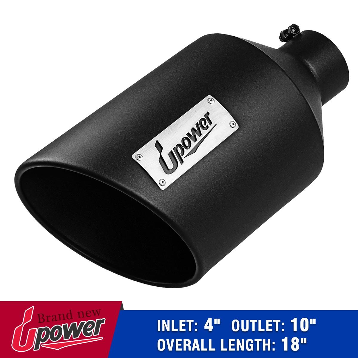 2PCS Black Stainless Steel Diesel Exhaust Tip Bolt On 4/"Inlet 18/"L 6/" Outlet