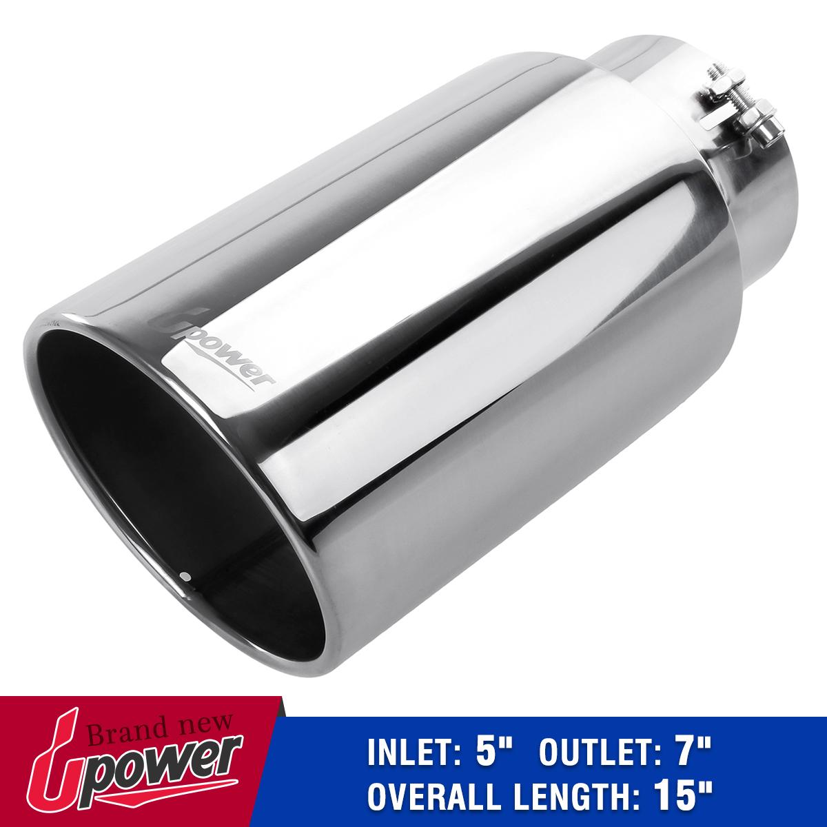 Diesel Stainless Steel Bolt On Exhaust Tip 5/" Inlet 7/" Outlet 18/" Long