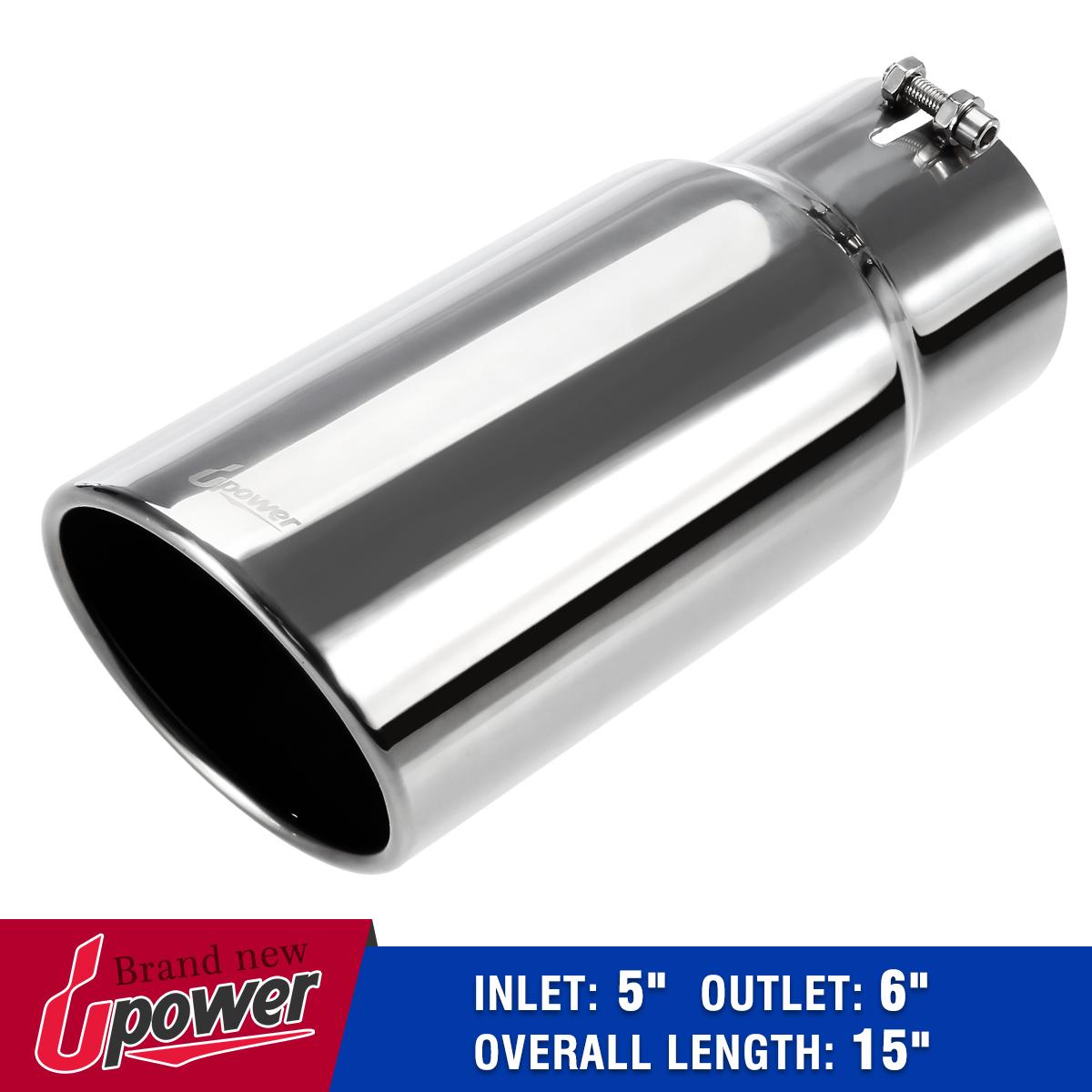 6/" Outlet Car Universal Polish SS Bold On Exhaust Tip 4/" Inlet 15/" Long