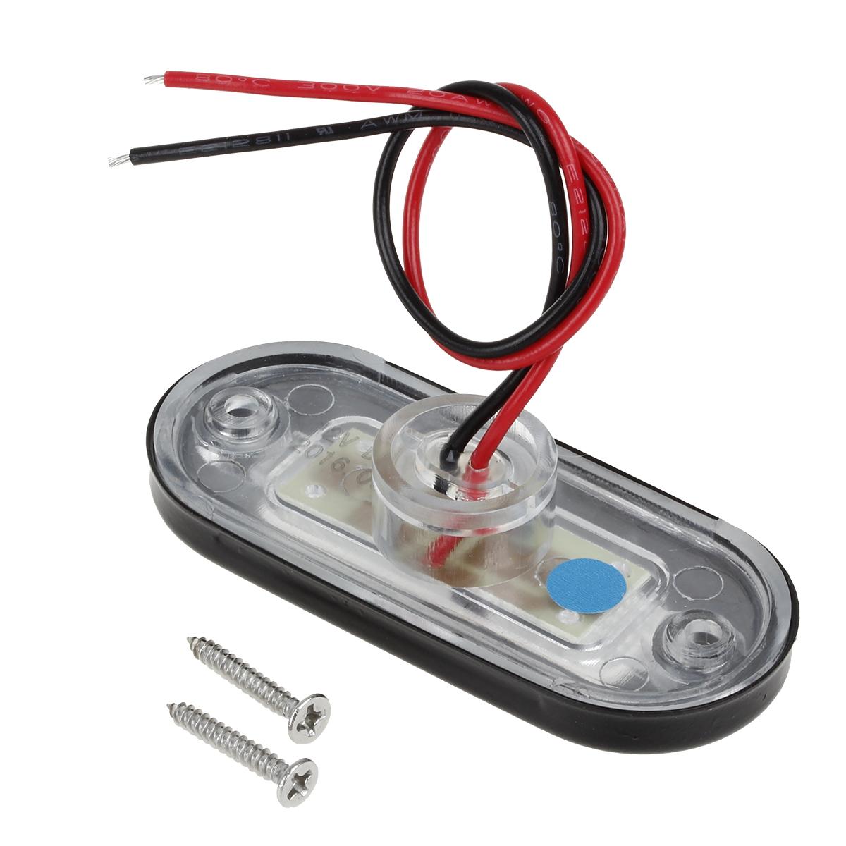 2Pcs 3" Boat Interior Step Marine Led Oval Courtesy Light Blue Black